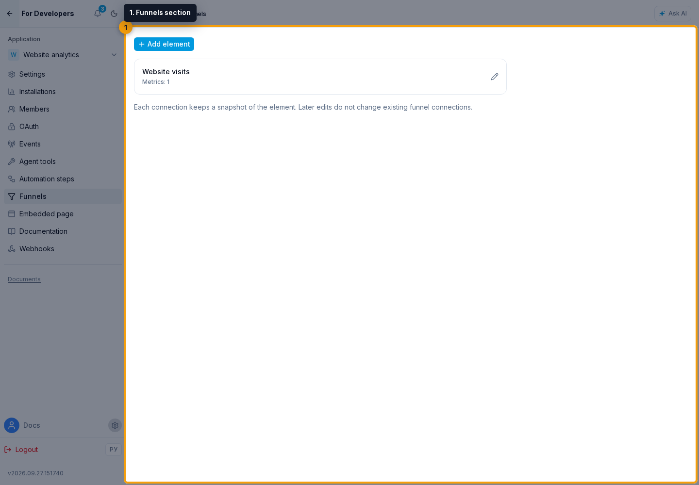 Plugin. 1. Funnels section