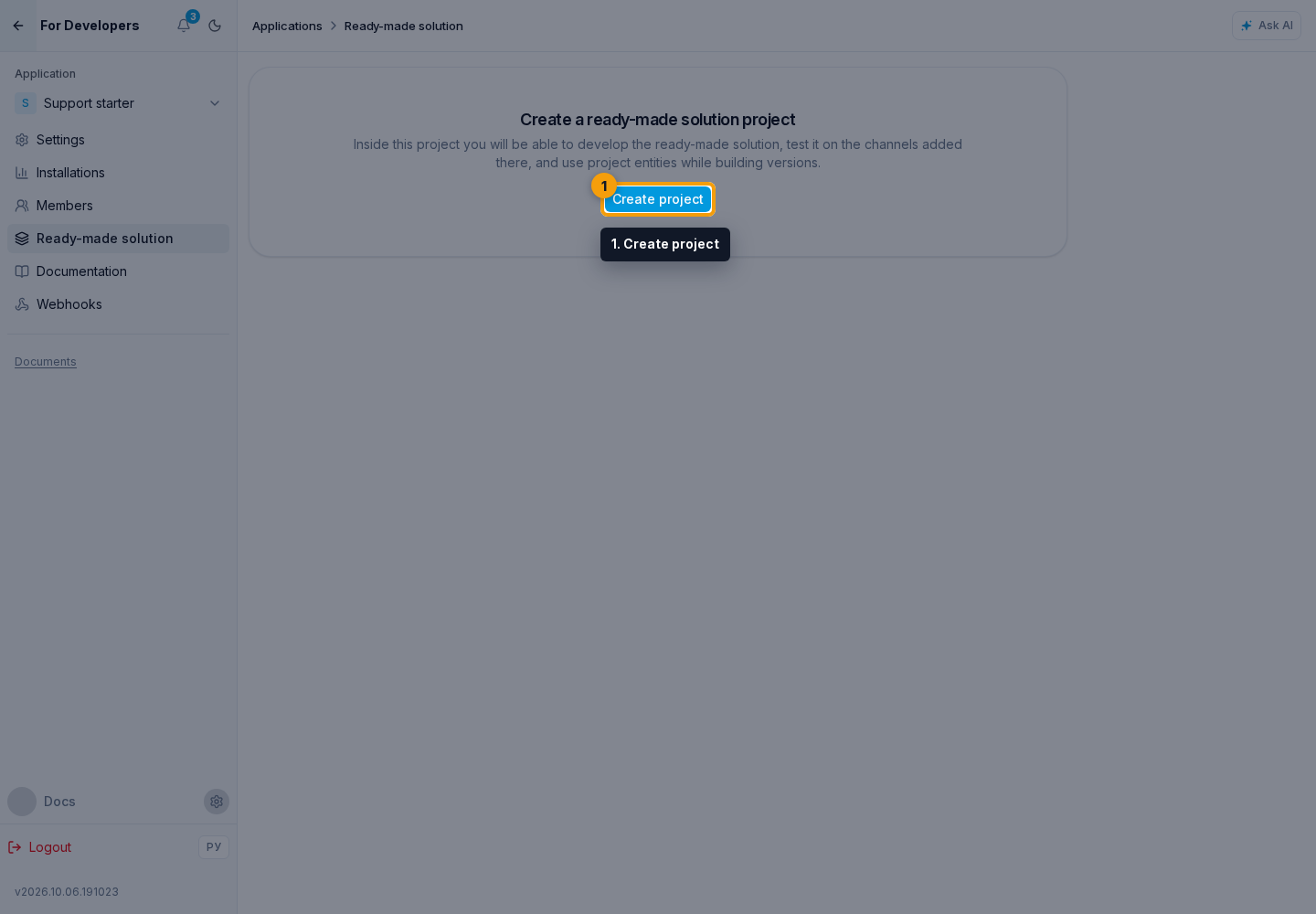 Creating a Version. 1. Create project
