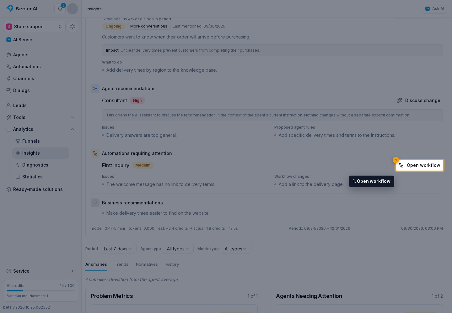 Automation recommendations. 1. Open workflow