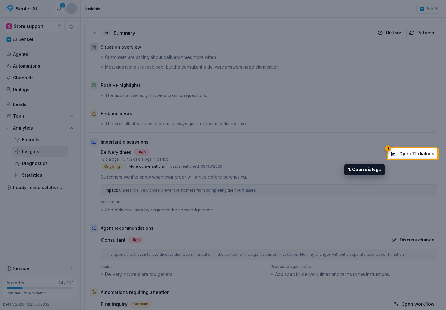 Important discussions. 1. Open dialogs