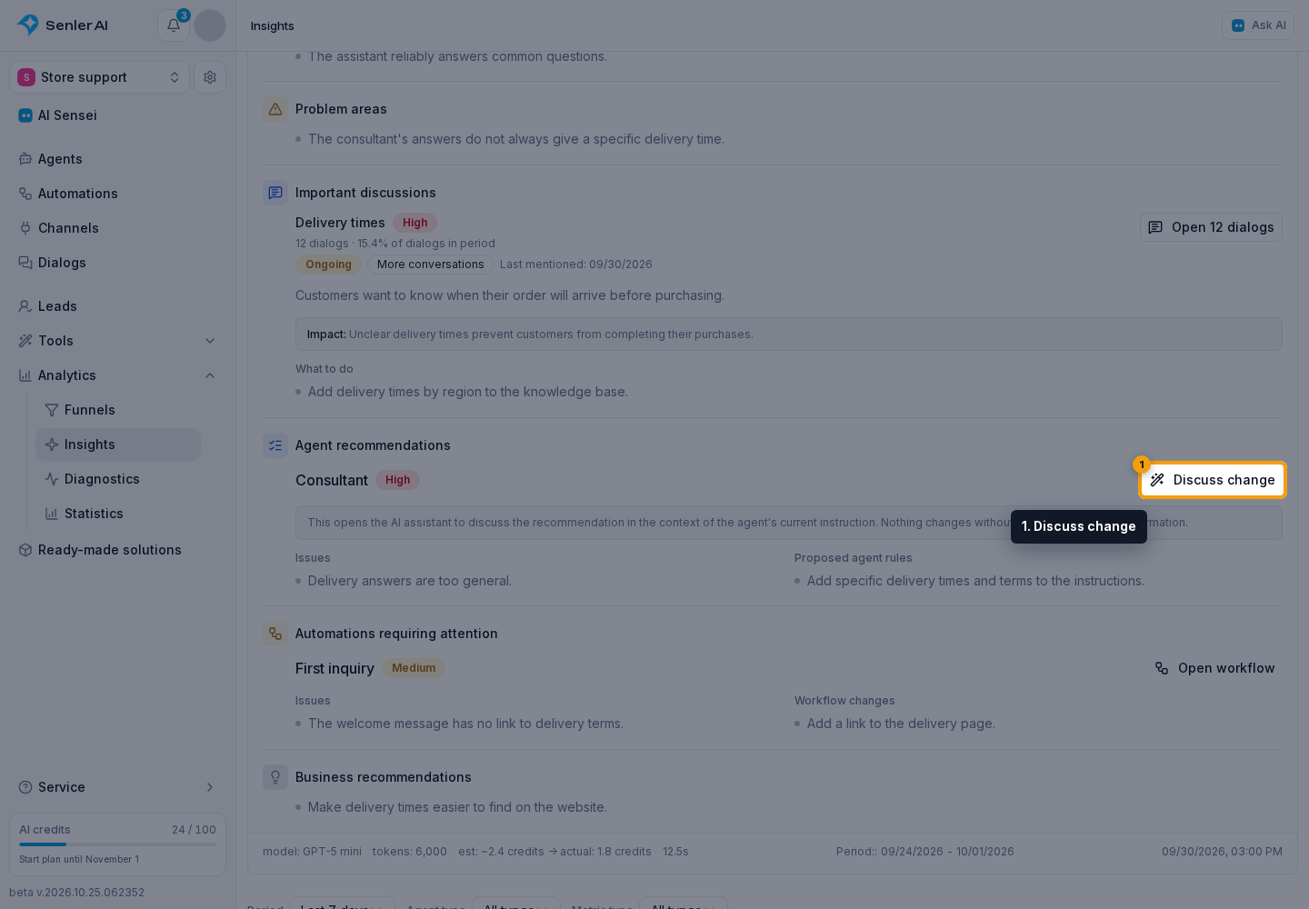 Discussing a recommendation. 1. Discuss change
