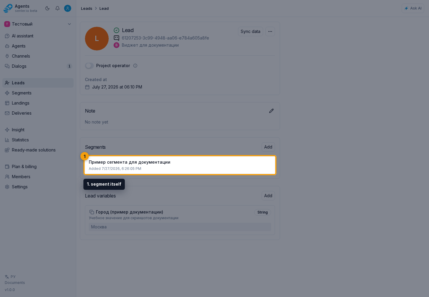 Lead segments and consents. Step 1: 1. segment itself