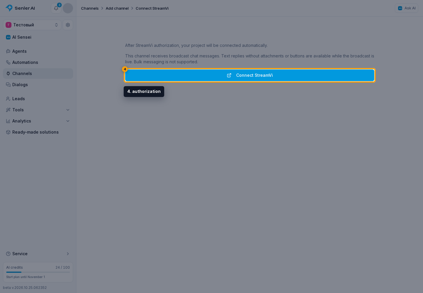 StreamVi Connection. 4. authorization